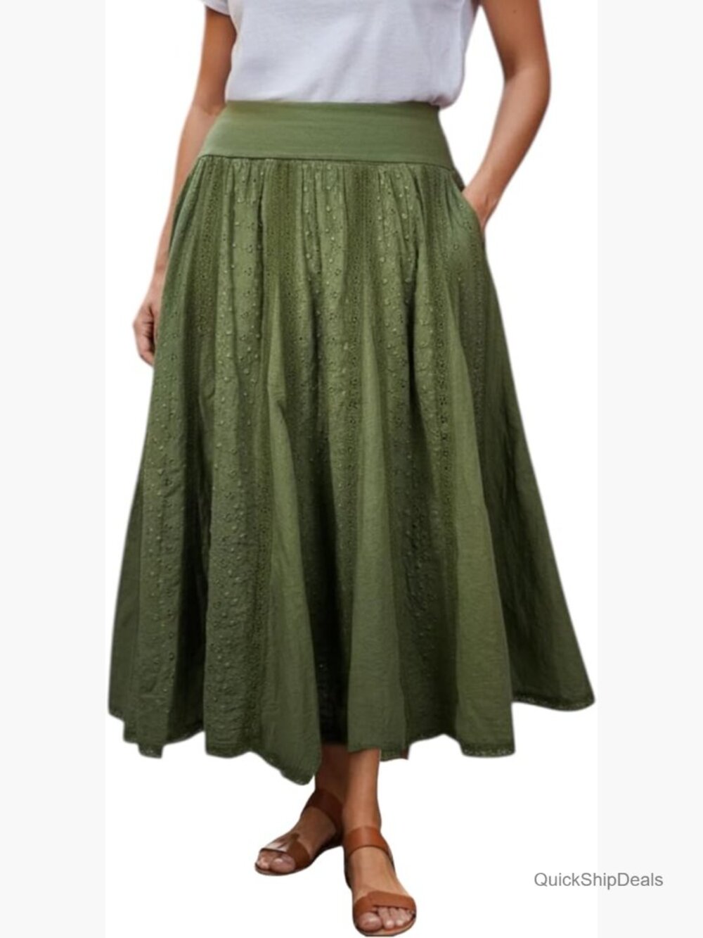 Bohemian High Waisted Maxi Skirt - Embroidered Long Cotton Skirt